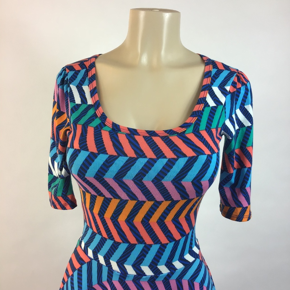 LuLaRoe Nicole‎ fitflare skater dress Striped Dress size XXS - Picture 5 of 8